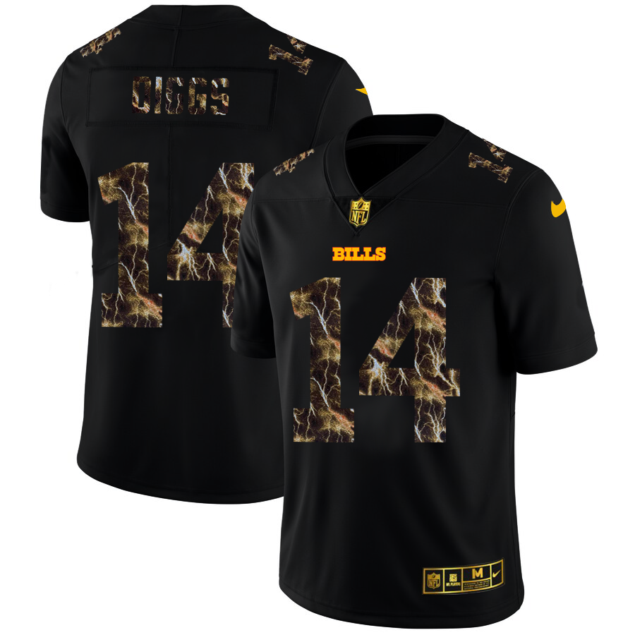 2020 Buffalo Bills #14 Stefon Diggs Men Black Nike Flocked Lightning Vapor Limited NFL Jersey->customized nfl jersey->Custom Jersey